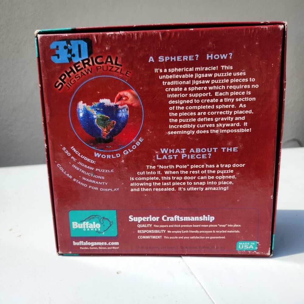 3D Spherical Puzzle World Globe 9.5" Diameter 530 Pieces Geography Free standing - Picture 11 of 14